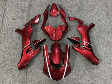 Acentos En Rojo Intenso & Blanco & Negro 2015-2019 Yamaha R1 Carenados Moto