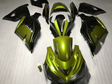 Amarillo Brillante & Negro 2012-2021 Kawasaki ZX14R Carenados Moto