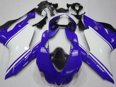 Azul Brillante Blanco & Negro 2011-2014 Ducati 1199 Carenados Moto