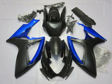 Azul Brillante & Negro Mate 2006-2007 Suzuki GSXR 600-750 Carenados Moto