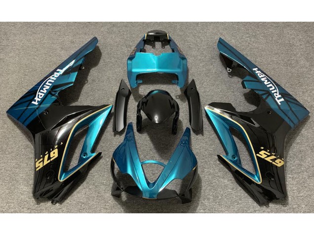 Azul Claro Brillante & Negro 2009-2012 Triumph Daytona 675 Carenados Moto