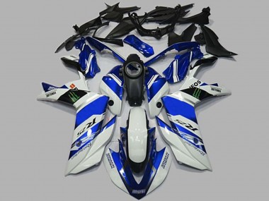 Blanco & Azul 2015-2018 Yamaha R3 Carenados Moto