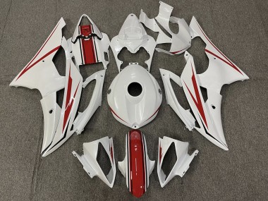 Blanco Brillante & Rojo 2008-2016 Yamaha R6 Carenados Moto