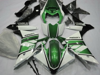 Blanco Brillante & Verde 2007-2008 Yamaha R1 Carenados Moto