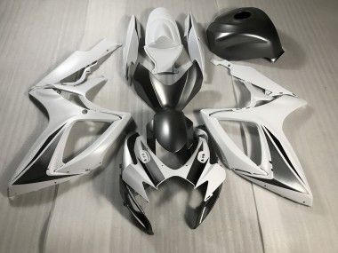 Blanco Mate & Gris 2006-2007 Suzuki GSXR 600-750 Carenados Moto