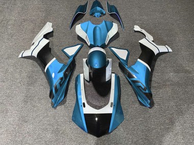 Detalles En Azul Claro & Fibra De Carbono 2015-2019 Yamaha R1 Carenados Moto