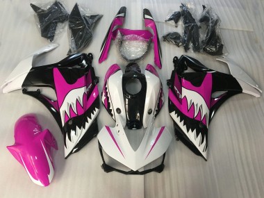 Tiburón Rosa & Blanco 2015-2018 Yamaha R3 Carenados Moto
